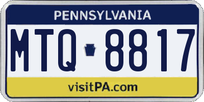 PA license plate MTQ8817