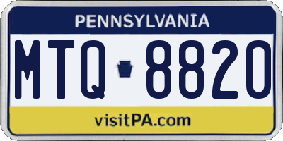 PA license plate MTQ8820