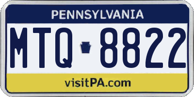PA license plate MTQ8822