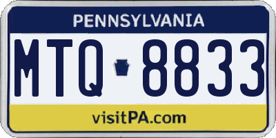 PA license plate MTQ8833