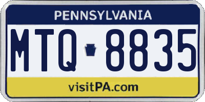 PA license plate MTQ8835