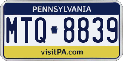 PA license plate MTQ8839