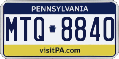 PA license plate MTQ8840