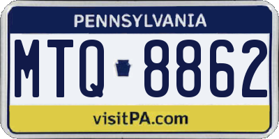 PA license plate MTQ8862