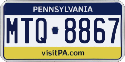 PA license plate MTQ8867