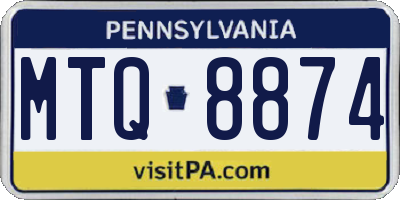 PA license plate MTQ8874