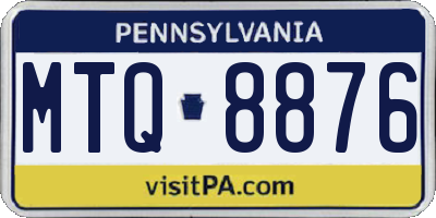 PA license plate MTQ8876