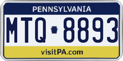 PA license plate MTQ8893