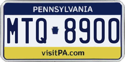 PA license plate MTQ8900