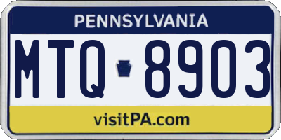PA license plate MTQ8903
