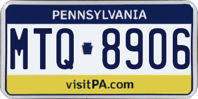 PA license plate MTQ8906