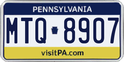PA license plate MTQ8907