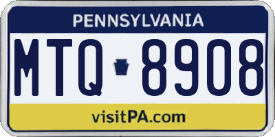 PA license plate MTQ8908