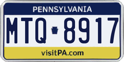 PA license plate MTQ8917