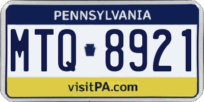 PA license plate MTQ8921