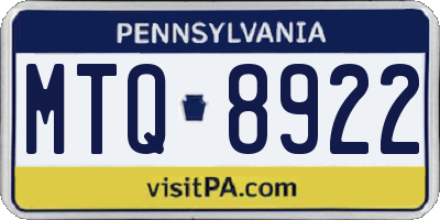 PA license plate MTQ8922