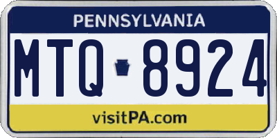 PA license plate MTQ8924