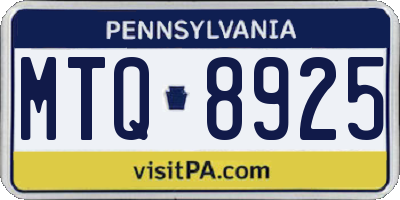 PA license plate MTQ8925