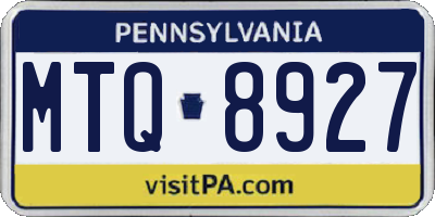 PA license plate MTQ8927