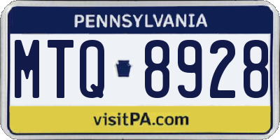 PA license plate MTQ8928