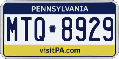 PA license plate MTQ8929