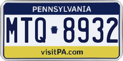 PA license plate MTQ8932