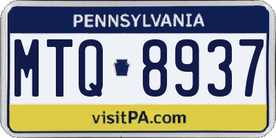 PA license plate MTQ8937