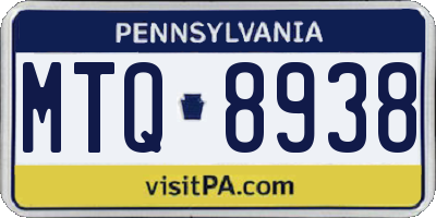 PA license plate MTQ8938