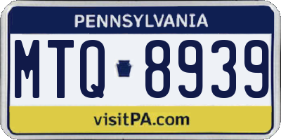 PA license plate MTQ8939