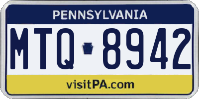 PA license plate MTQ8942