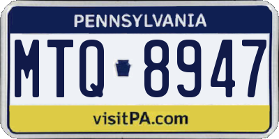 PA license plate MTQ8947