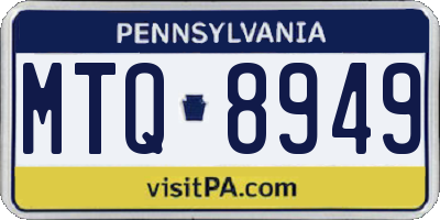PA license plate MTQ8949