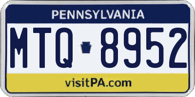 PA license plate MTQ8952
