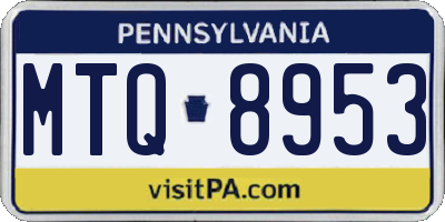 PA license plate MTQ8953