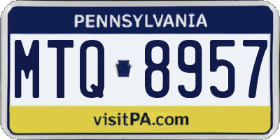 PA license plate MTQ8957