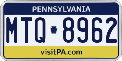 PA license plate MTQ8962