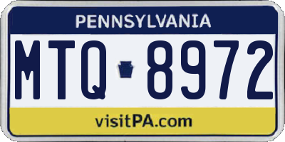 PA license plate MTQ8972