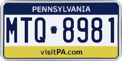 PA license plate MTQ8981