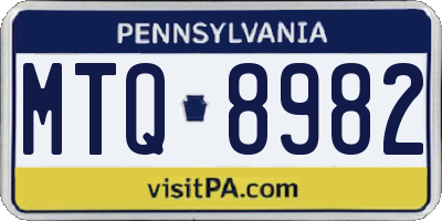 PA license plate MTQ8982