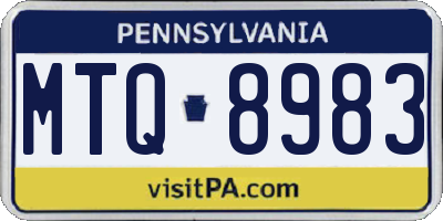 PA license plate MTQ8983