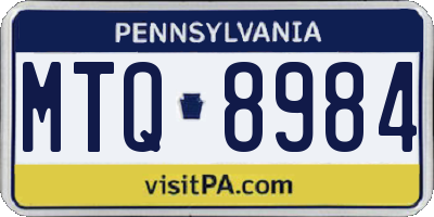 PA license plate MTQ8984