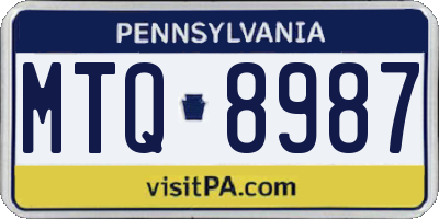 PA license plate MTQ8987