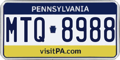 PA license plate MTQ8988