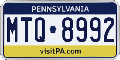 PA license plate MTQ8992