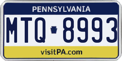 PA license plate MTQ8993