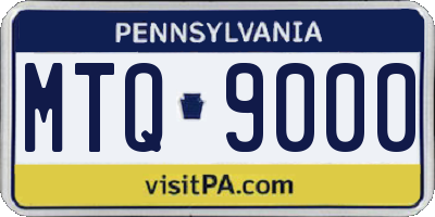 PA license plate MTQ9000