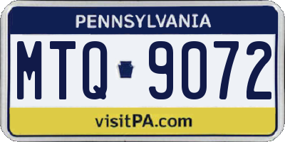 PA license plate MTQ9072