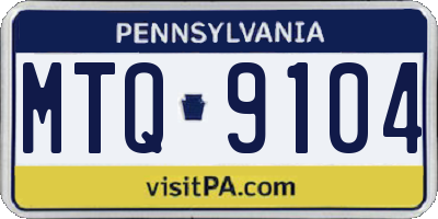 PA license plate MTQ9104