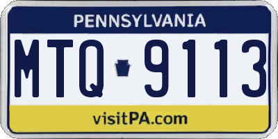PA license plate MTQ9113