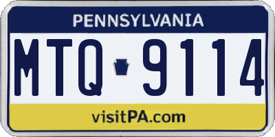 PA license plate MTQ9114